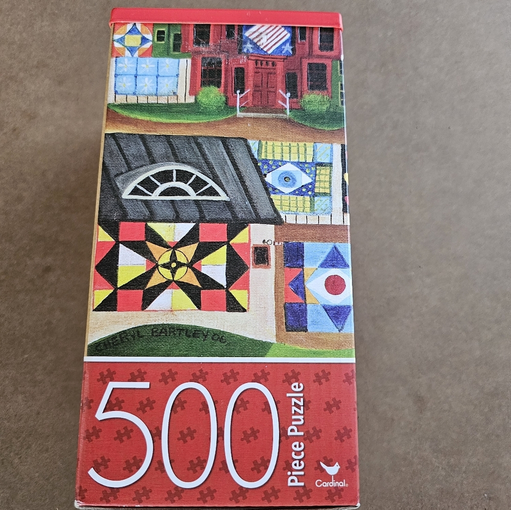 Cardinal "Mama's Colorful Quilts" 500 Piece Jigsaw Puzzle W/ Poster Complete EUC